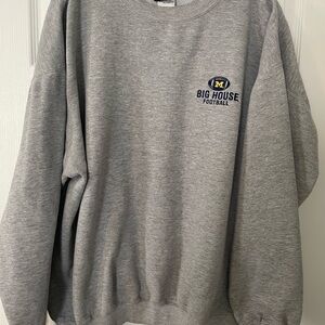 University of Michigan Gray Embroidered Crewneck Sweatshirt